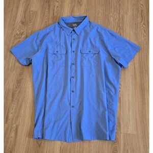 Croft & Barrow Shirt Mens 4XB Short Sleeve Button Quick Dry Outdoor Vented Blue